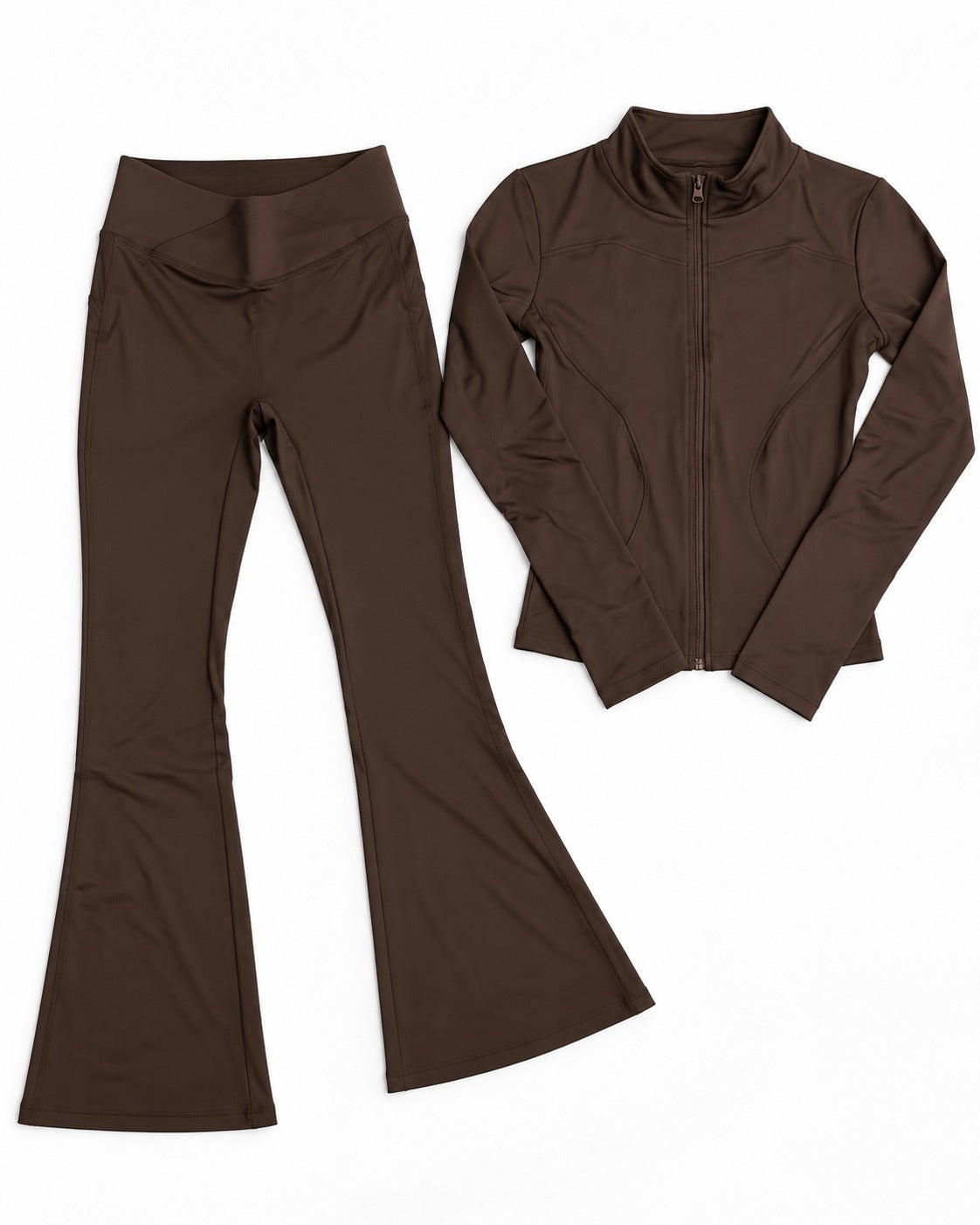 Conjunto Chaqueta Calza Flare Café chocolate