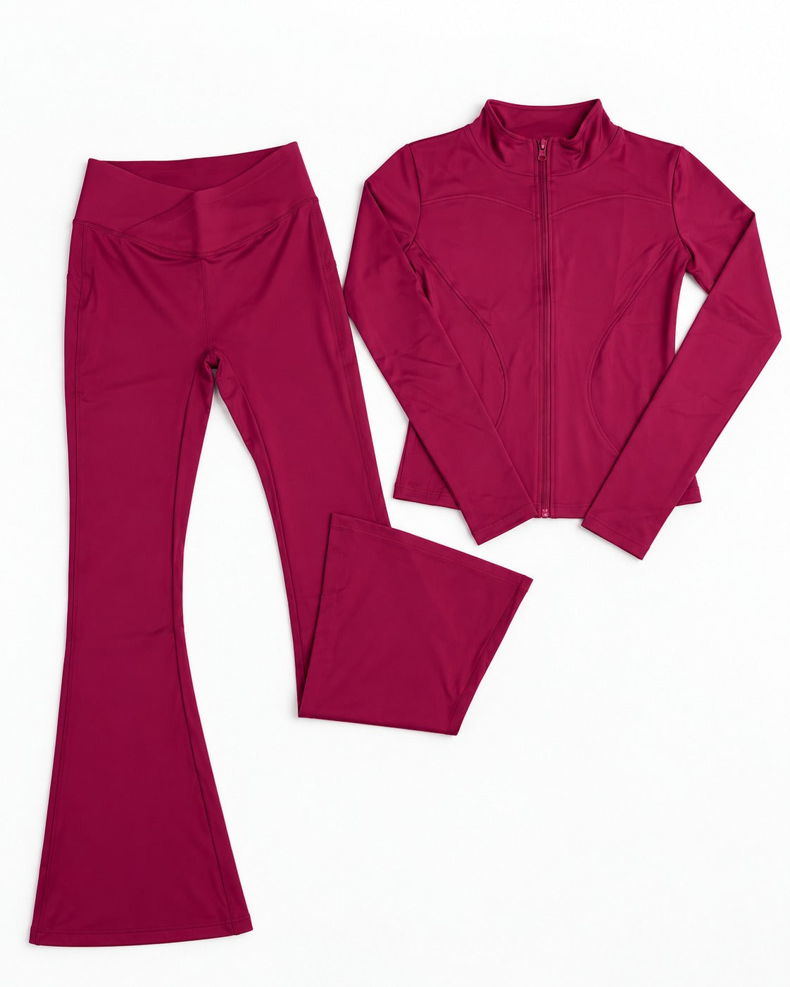 Conjunto Chaqueta Calza Flare Vino